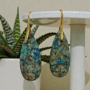 Elegant Blue and Gold Drop Earrings